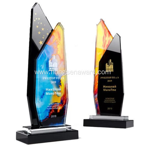 Mixed color crystal trophy